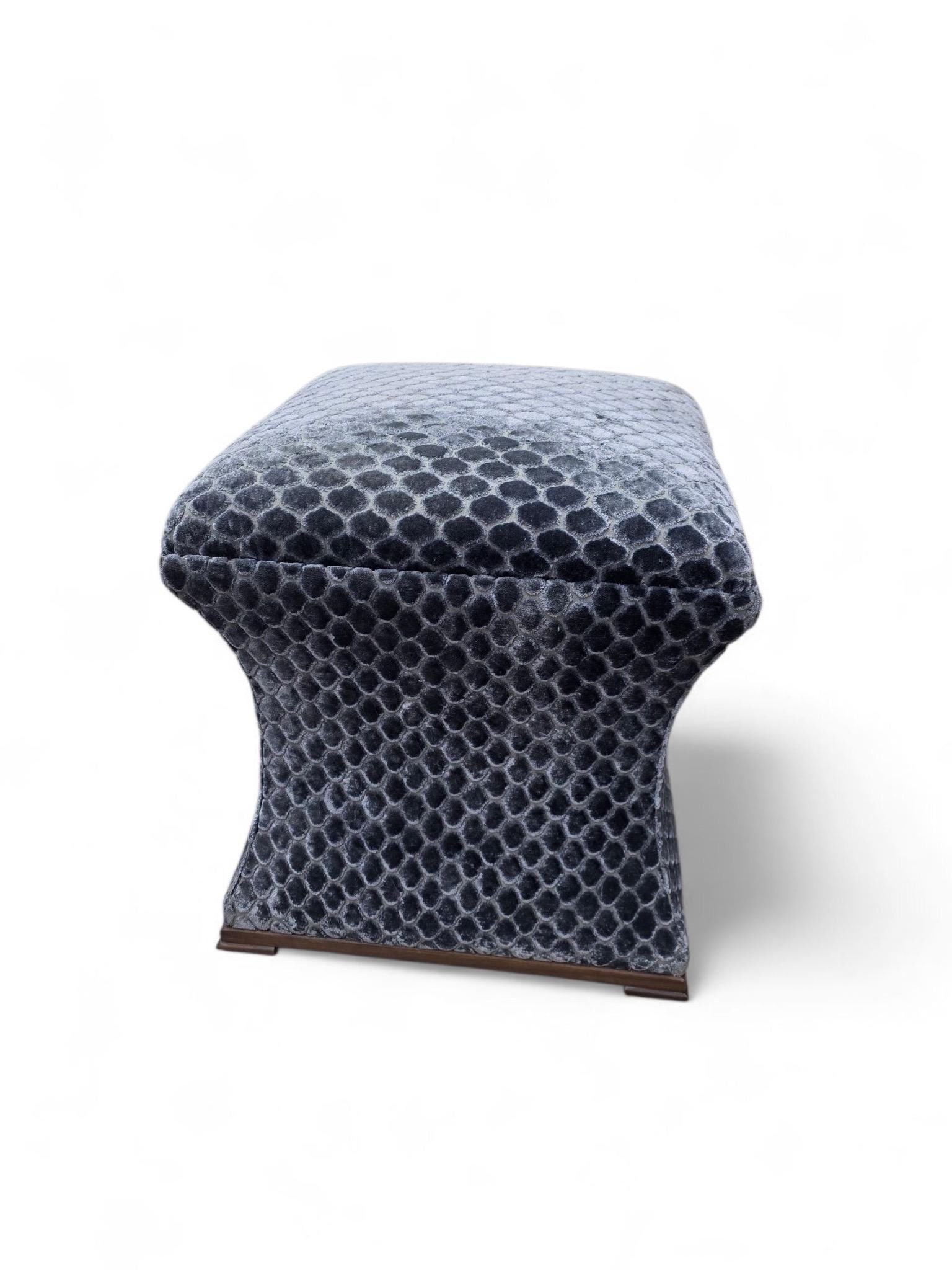 Custom Designer Concave Ottomans Newly Reupholstered - Pair - 2