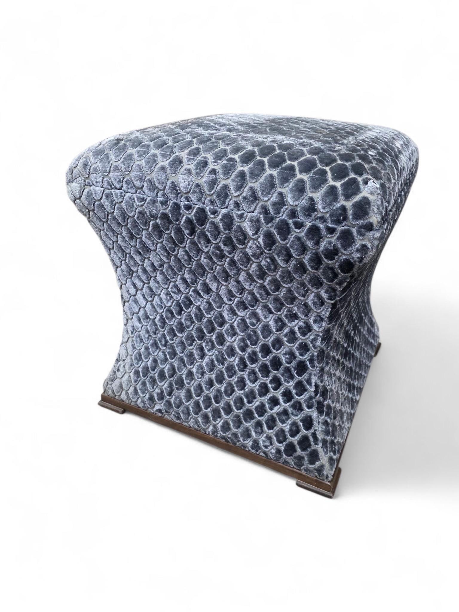Custom Designer Concave Ottomans Newly Reupholstered - Pair - 3