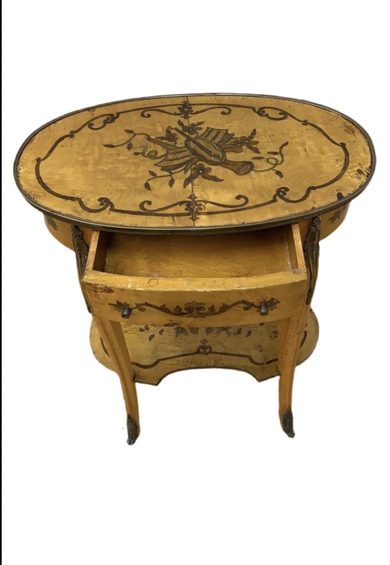 Vintage Italian Two Tier Inlaid Side Table - 5