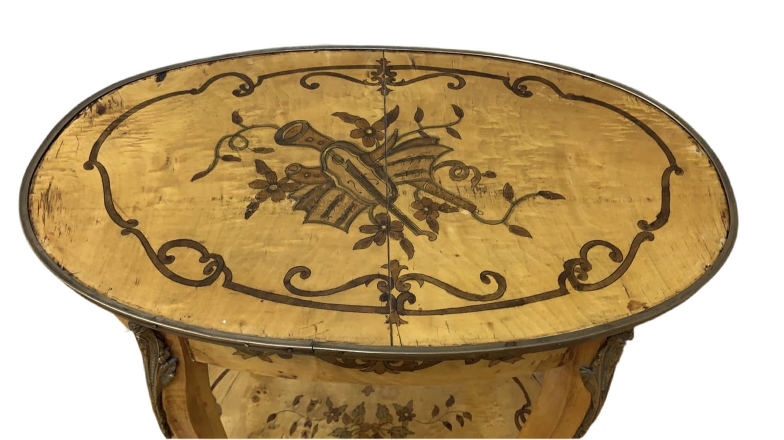 Vintage Italian Two Tier Inlaid Side Table - 7
