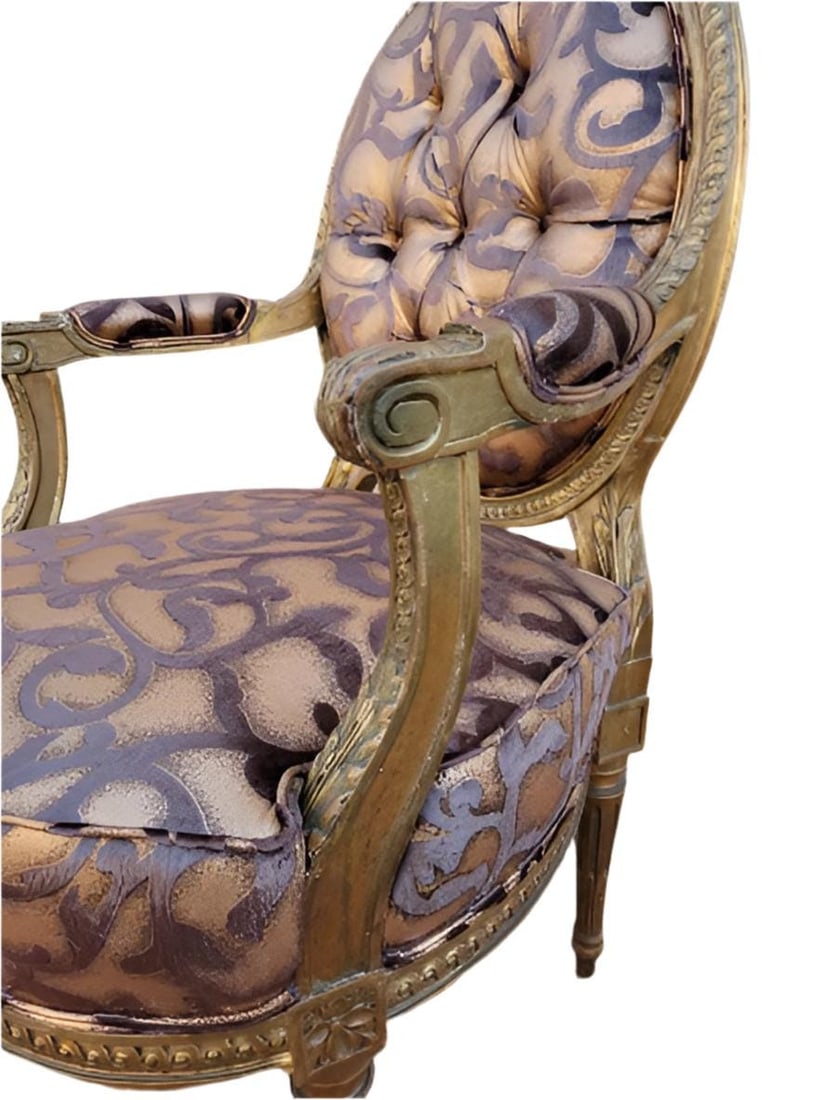 Antique French Louis XV Style Fauteuil Chairs Newly Reupholstered - Pair - 3