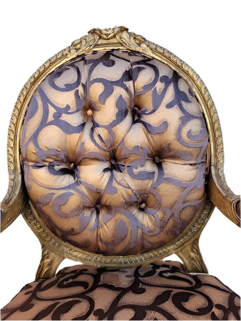 Antique French Louis XV Style Fauteuil Chairs Newly Reupholstered - Pair - 4