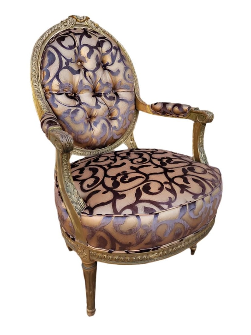 Antique French Louis XV Style Fauteuil Chairs Newly Reupholstered - Pair - 5