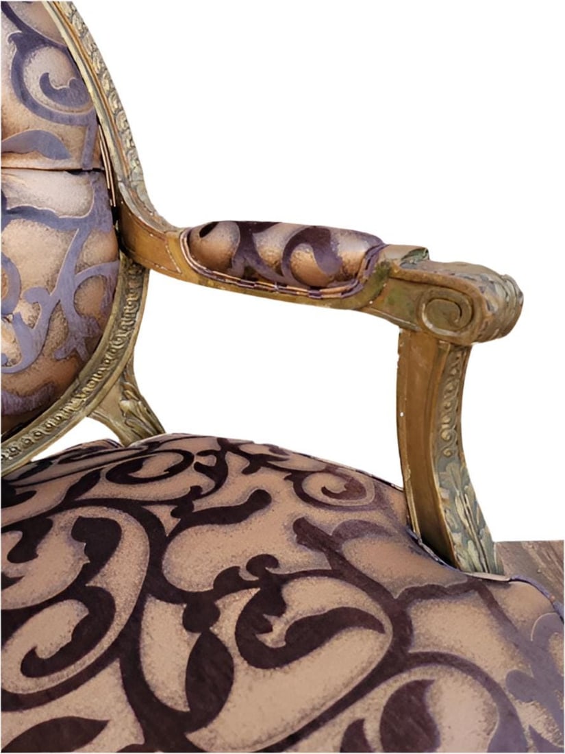 Antique French Louis XV Style Fauteuil Chairs Newly Reupholstered - Pair - 6