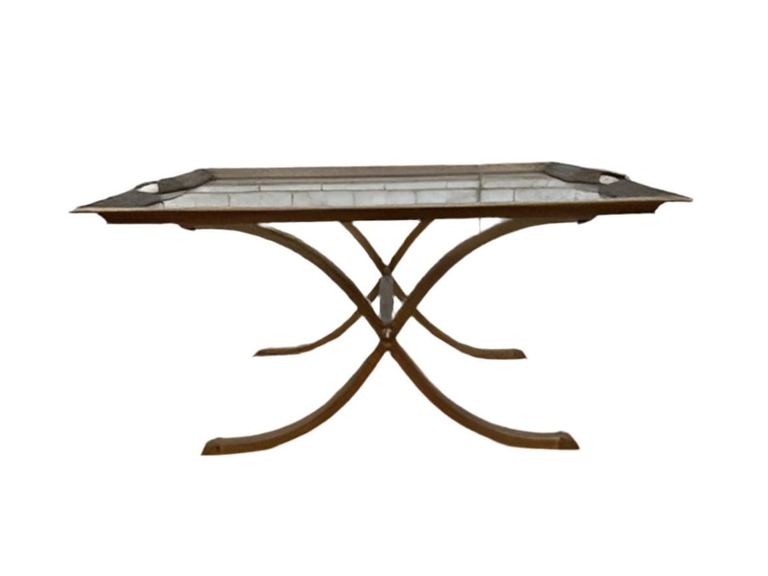 Hollywood Regency LaBarge Brass Coffee Table: Read the full descriptionMaterials: 1920s, American, Hollywood Regency, brass, bronze, clear, coffee table, living room, lounge, low table, parlor, transparent.Hollywood Regency LaBarge Polished