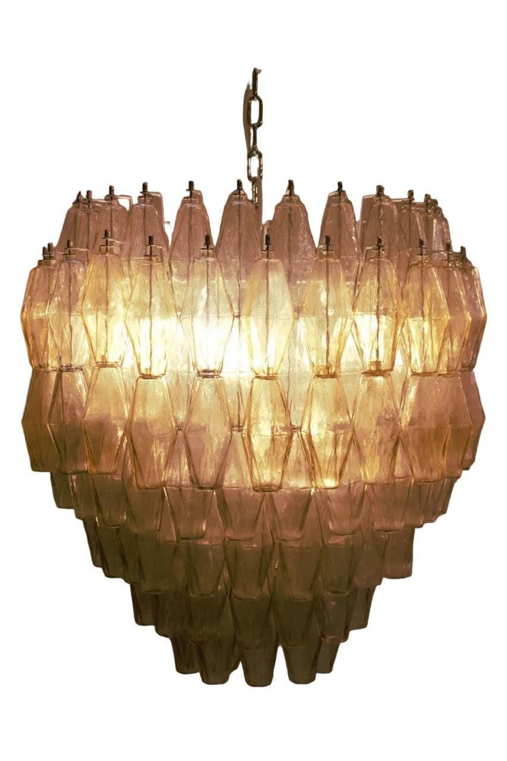 Vintage Modern Italian Glass Chandelier by Carlo Scarpa for Venini: . Vintage Modern Polyhedral Glass Chandelier by Carlo Scarpa for Venini, ItalyAdd a touch of timeless elegance to any space with this modernist poliedri chandelier by Carlo Scarpa for Venini, Italy.