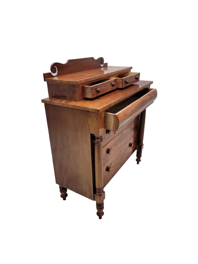 Antique American Empire Flame Mahogany Chest - 3