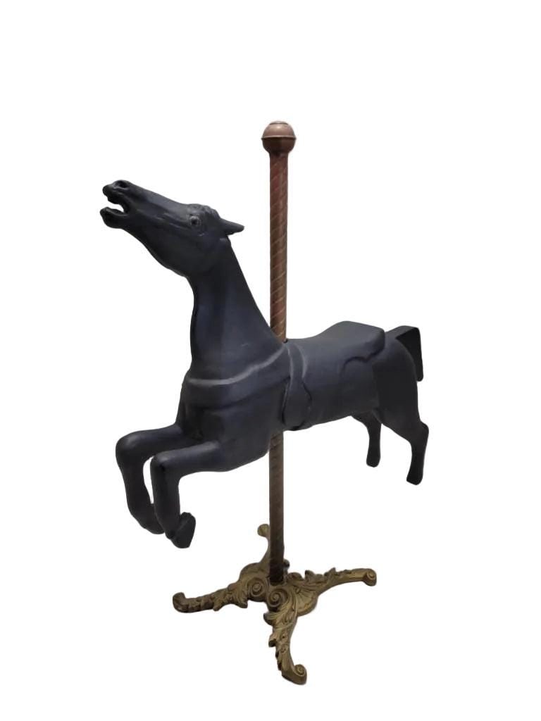 Antique Wood Carved American Jumper Carousel Horse - 3