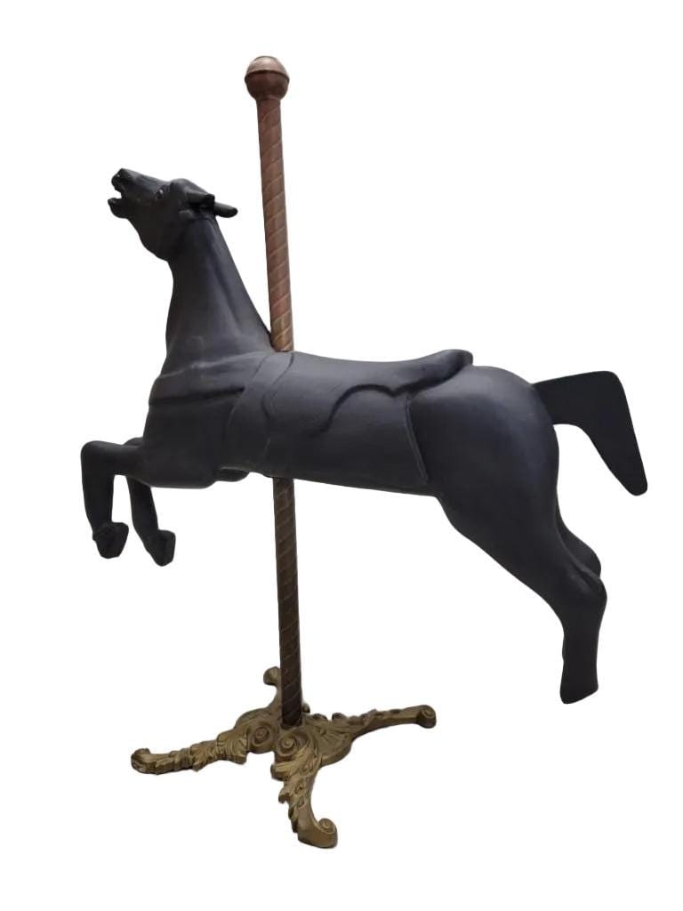 Antique Wood Carved American Jumper Carousel Horse - 4