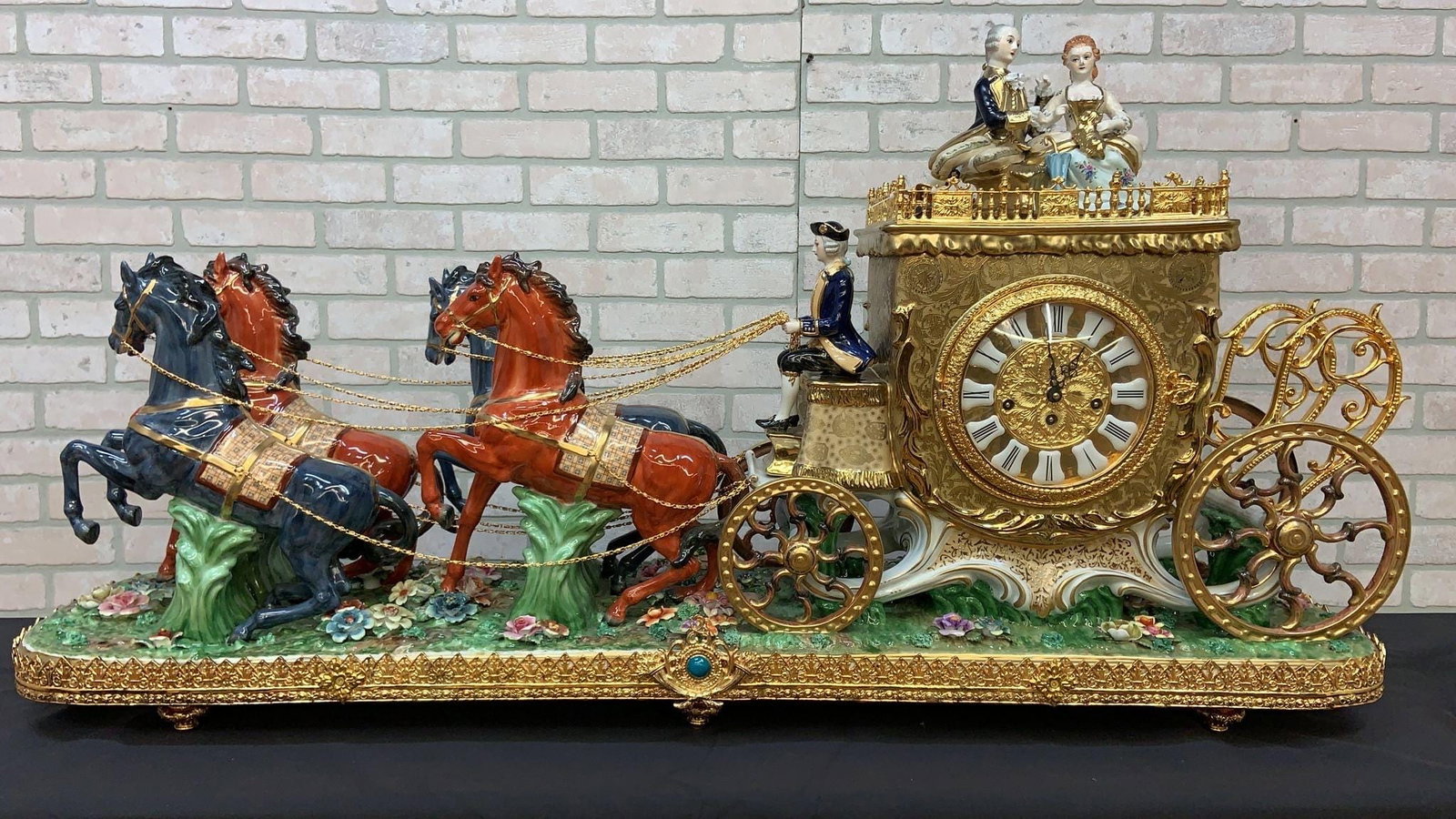 Antique Franz Hermle Monumental Capodimonte Style Vienna Porcelain Sculpted Mantel Clock/Centerpiece - 2