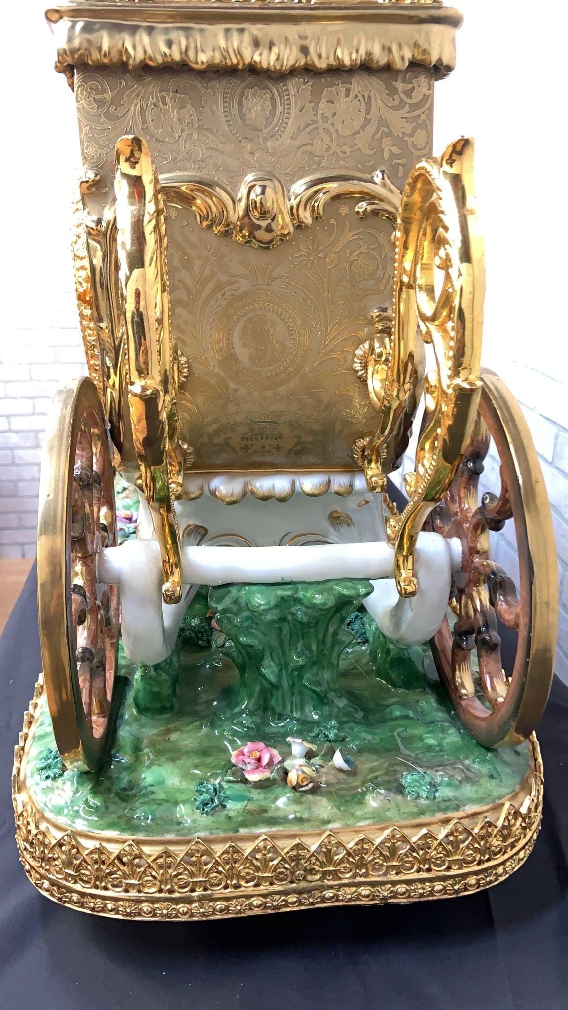 Antique Franz Hermle Monumental Capodimonte Style Vienna Porcelain Sculpted Mantel Clock/Centerpiece - 6