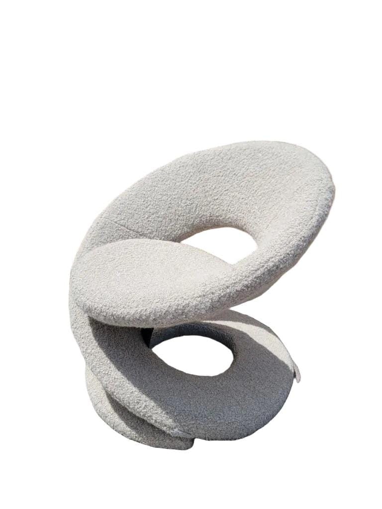 Postmodern Louis Durot Style Spiral Ribbon Chair Newly Reupholstered - 5