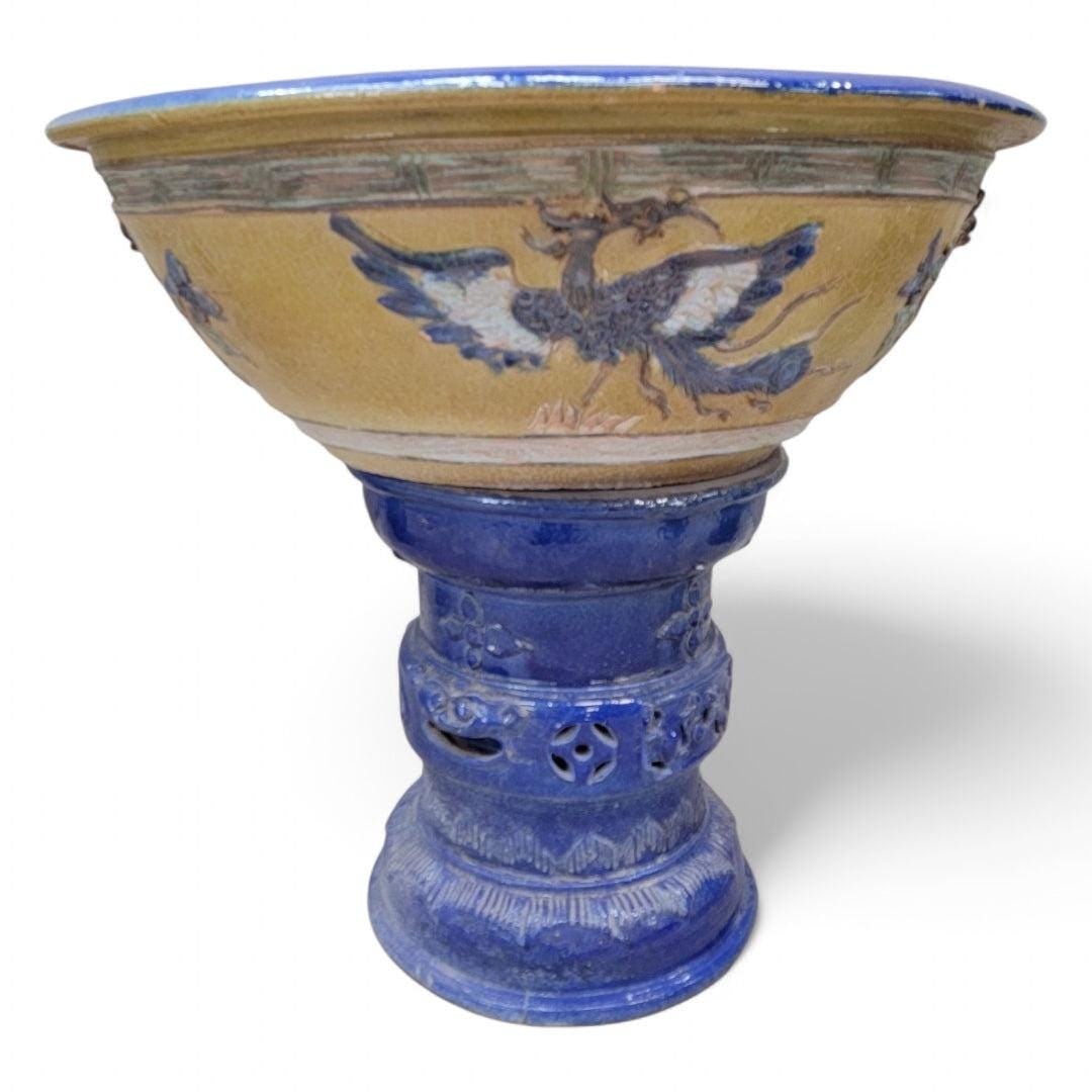 Antique Yellow and Blue-Glazed Planter Pot from Guangdong Province - 2