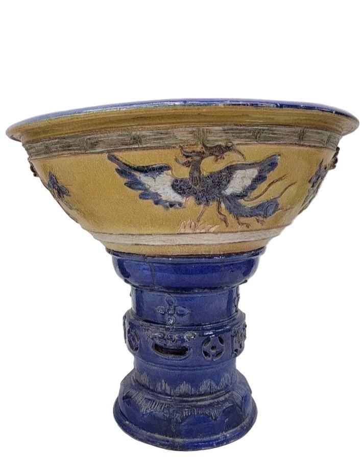 Antique Yellow and Blue-Glazed Planter Pot from Guangdong Province - 3