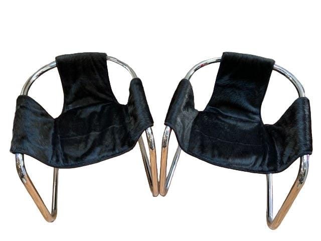 Postmodern Chrome Vecta Zermatt Sling Chair Newly Reupholstered - Pair - 2