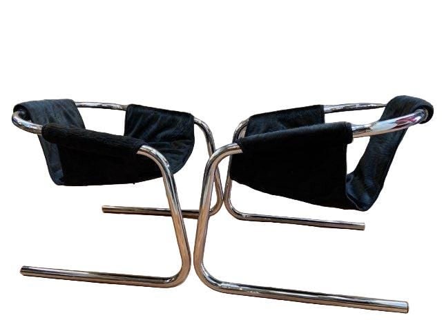 Postmodern Chrome Vecta Zermatt Sling Chair Newly Reupholstered - Pair - 4