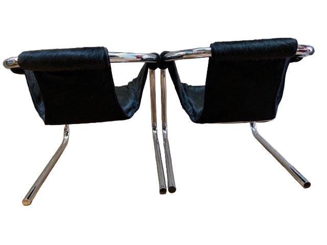 Postmodern Chrome Vecta Zermatt Sling Chair Newly Reupholstered - Pair - 5