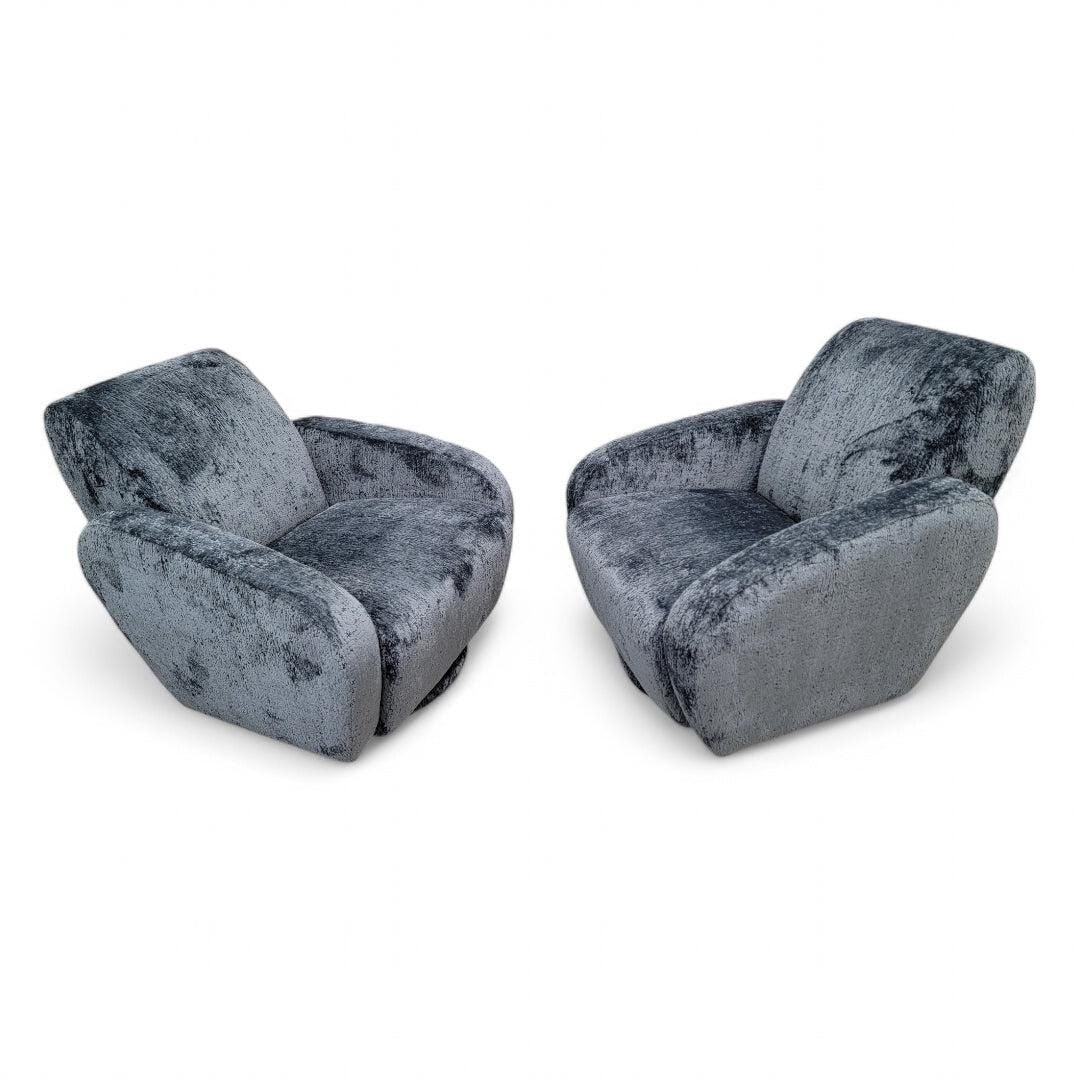 Postmodern Vladimir Kagan Swivel Lounge Chairs Newly Reupholstered - Pair - 2
