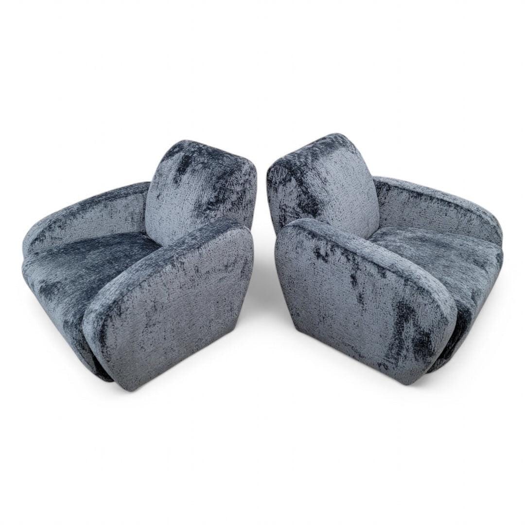 Postmodern Vladimir Kagan Swivel Lounge Chairs Newly Reupholstered - Pair - 7
