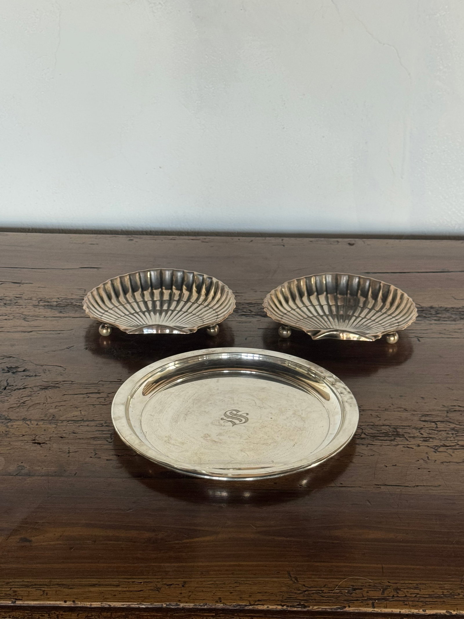 Three-Piece Sterling Silver Gorham Shell Dishes and Martini Tray Set - 2