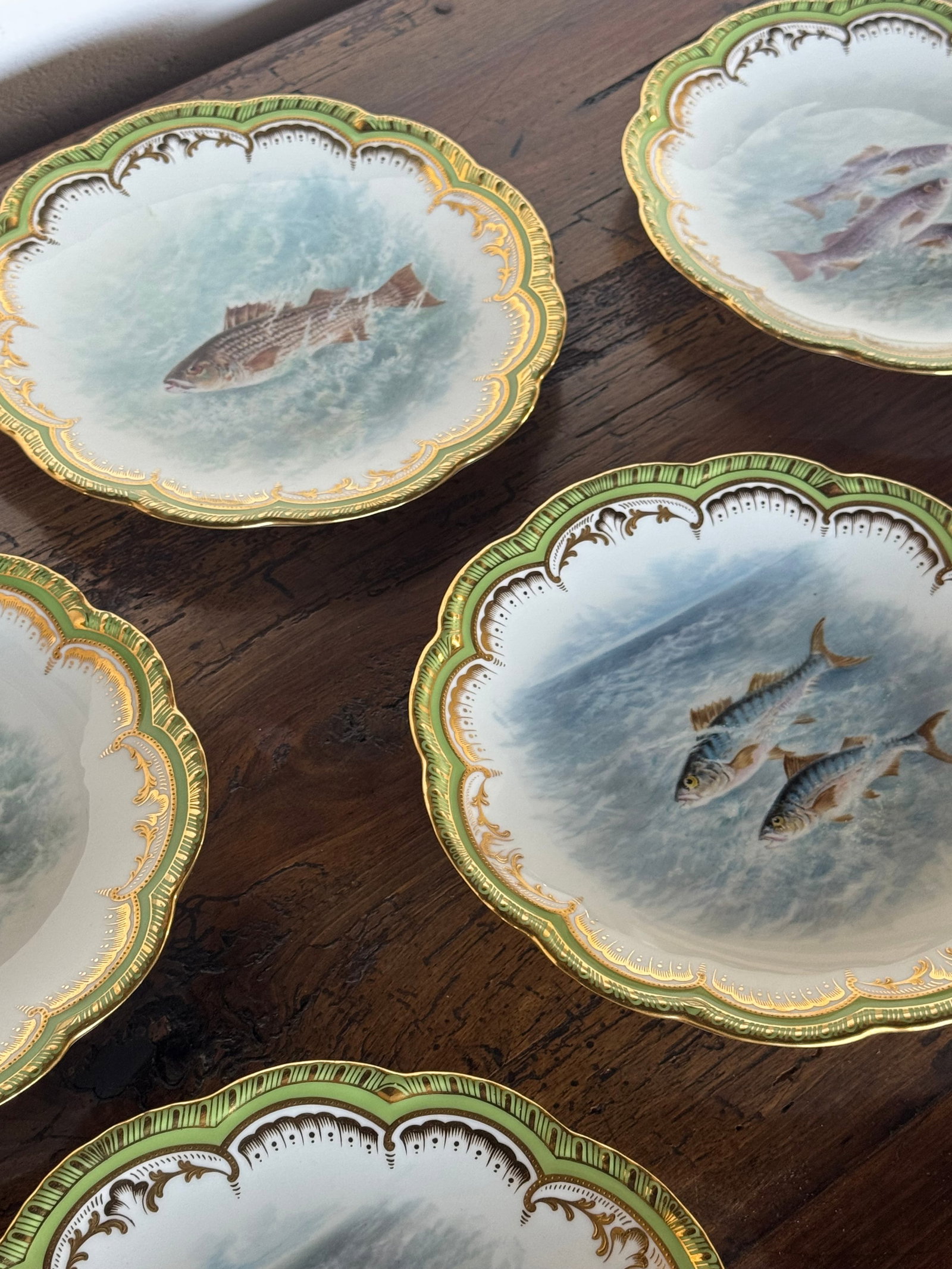 Set of Six Royal Cauldon for Tiffany & Co. Hand-Painted Fish Plates - 10