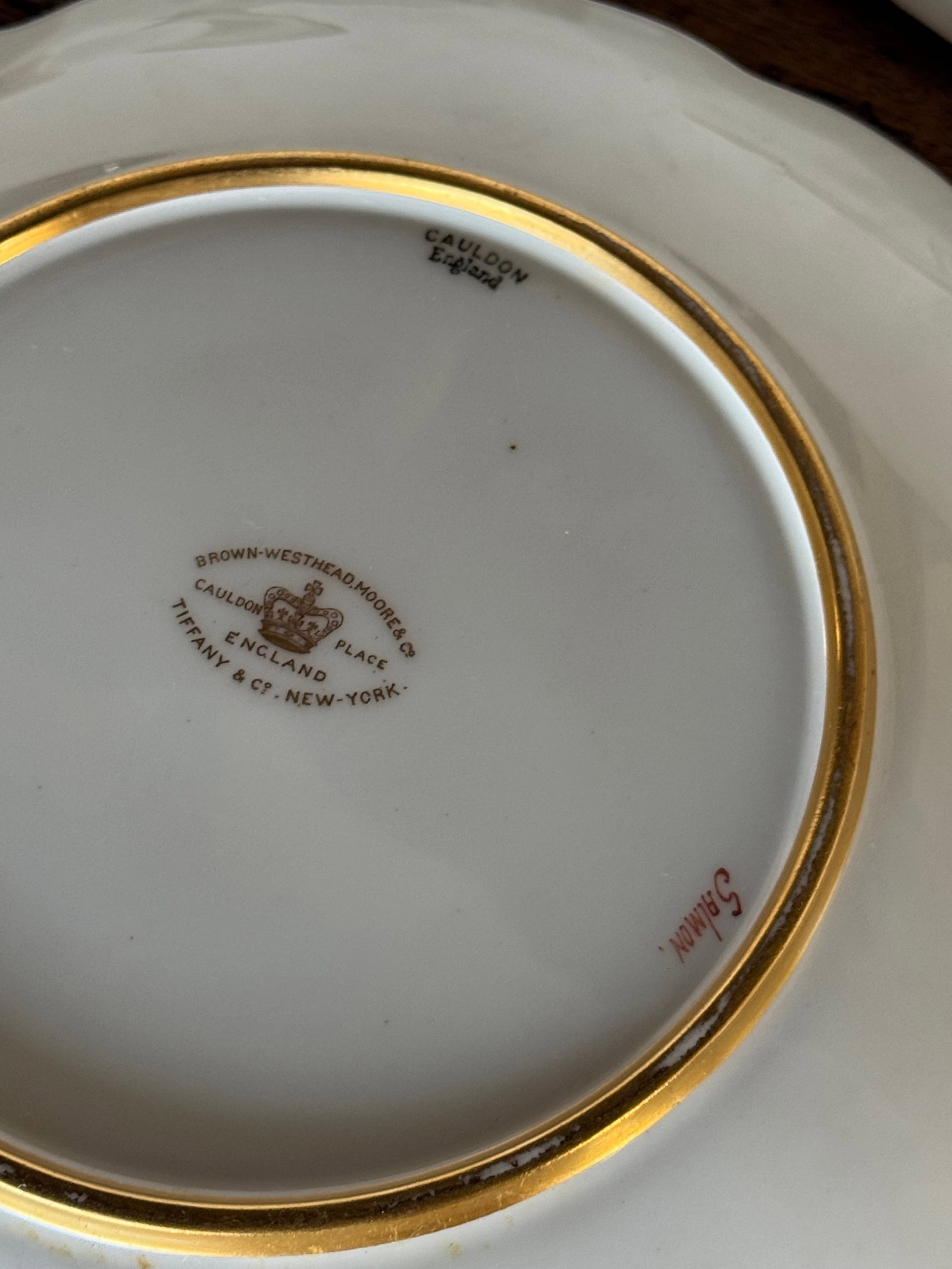 Set of Six Royal Cauldon for Tiffany & Co. Hand-Painted Fish Plates - 5