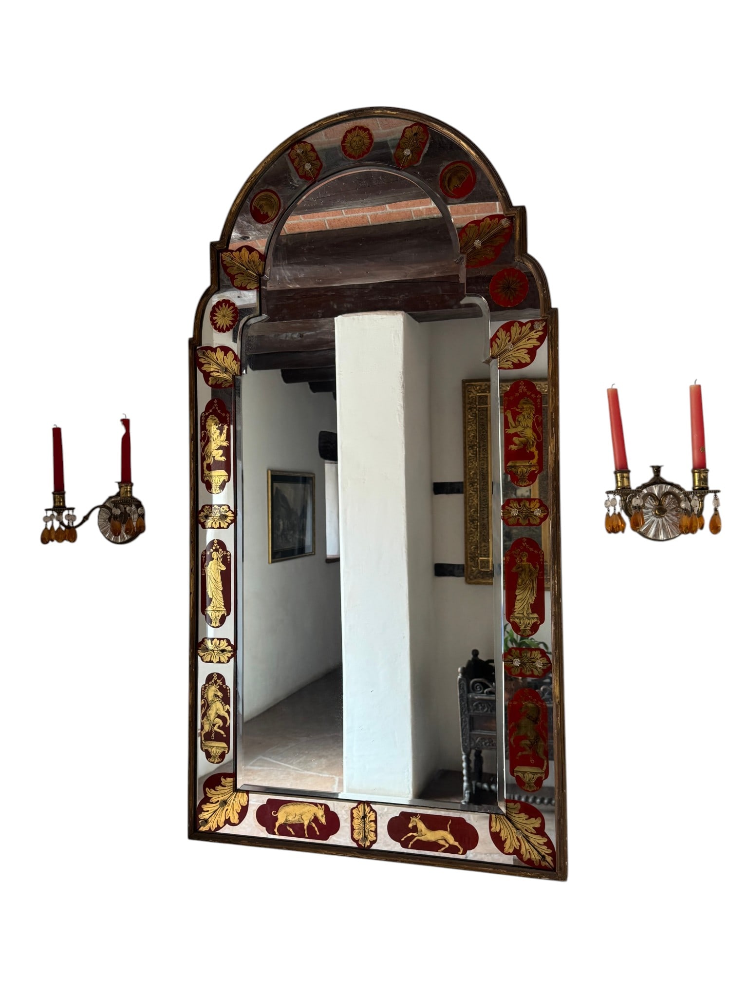 Italian Reverse Glass Mirror, Possibly 19th Century (1 of 9)