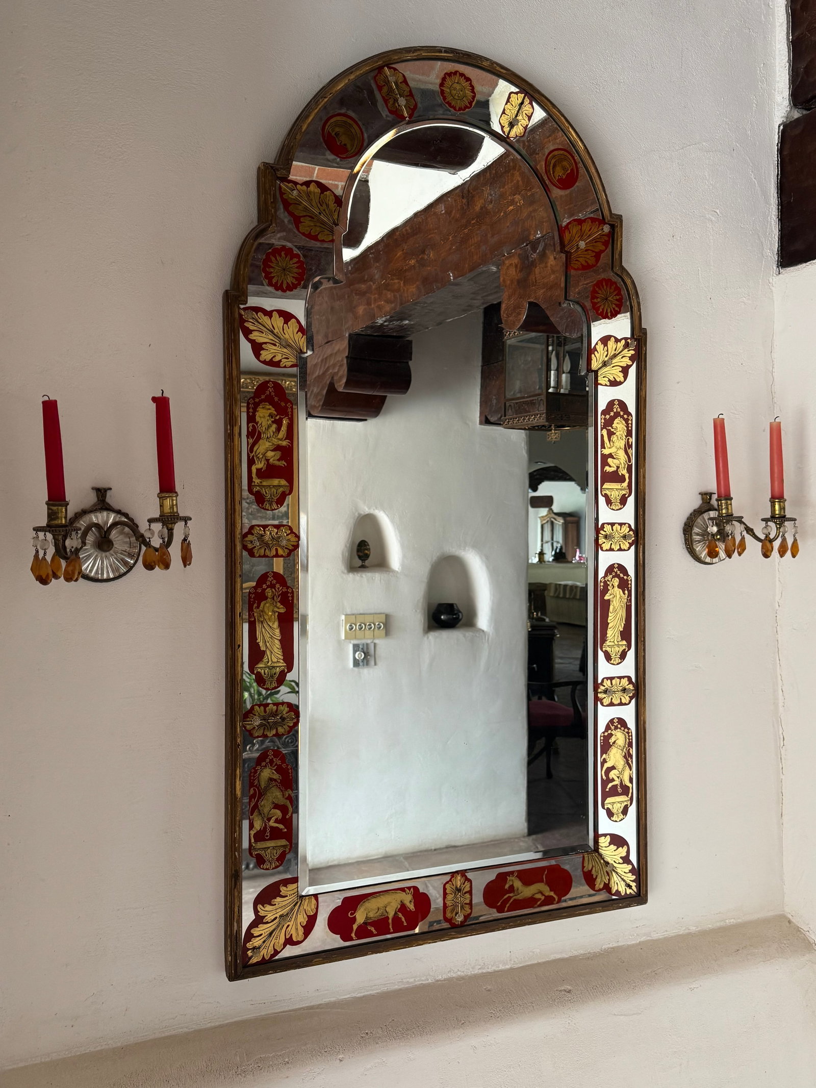 Italian Reverse Glass Mirror, Possibly 19th Century - 3