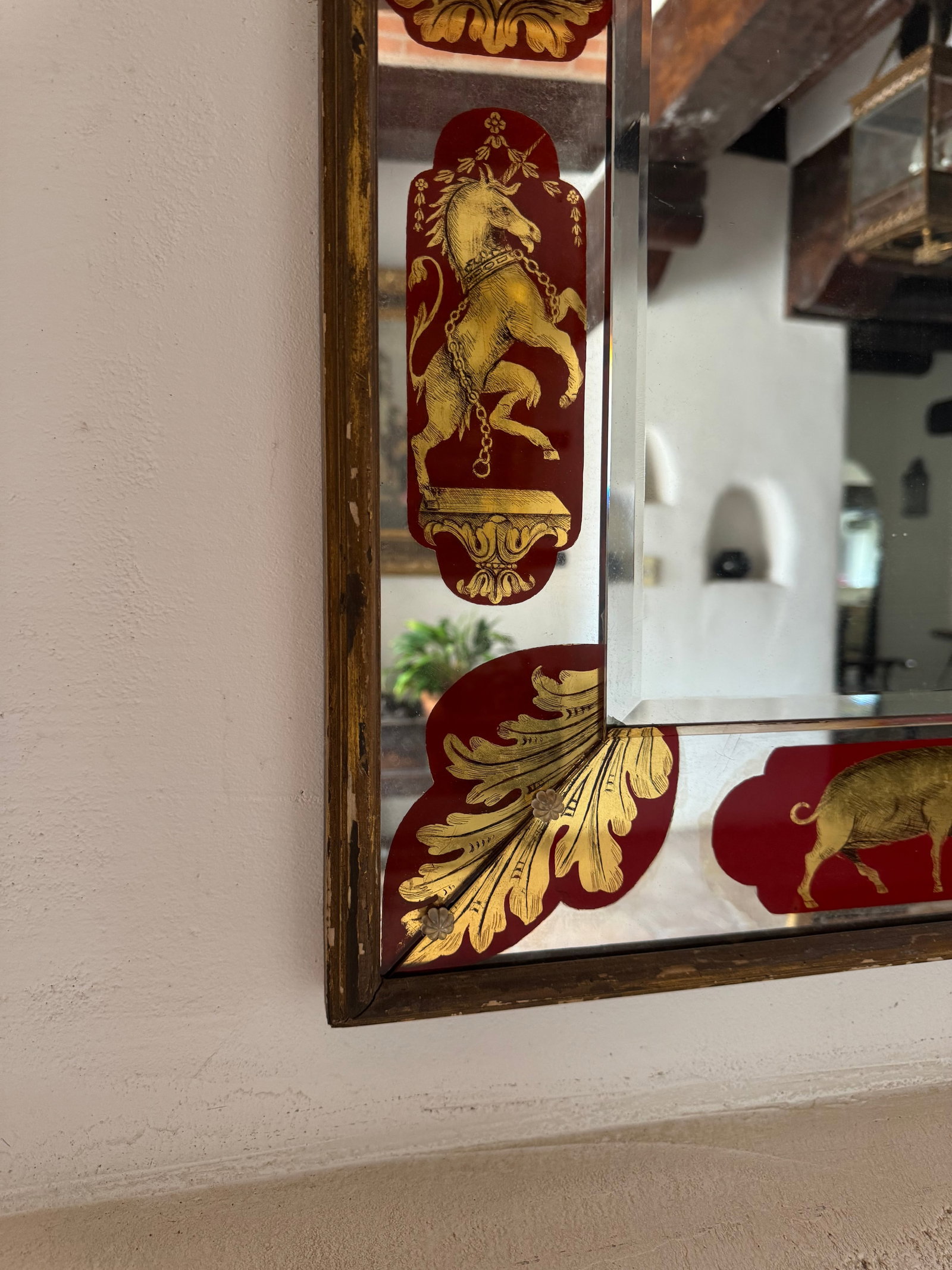 Italian Reverse Glass Mirror, Possibly 19th Century - 4