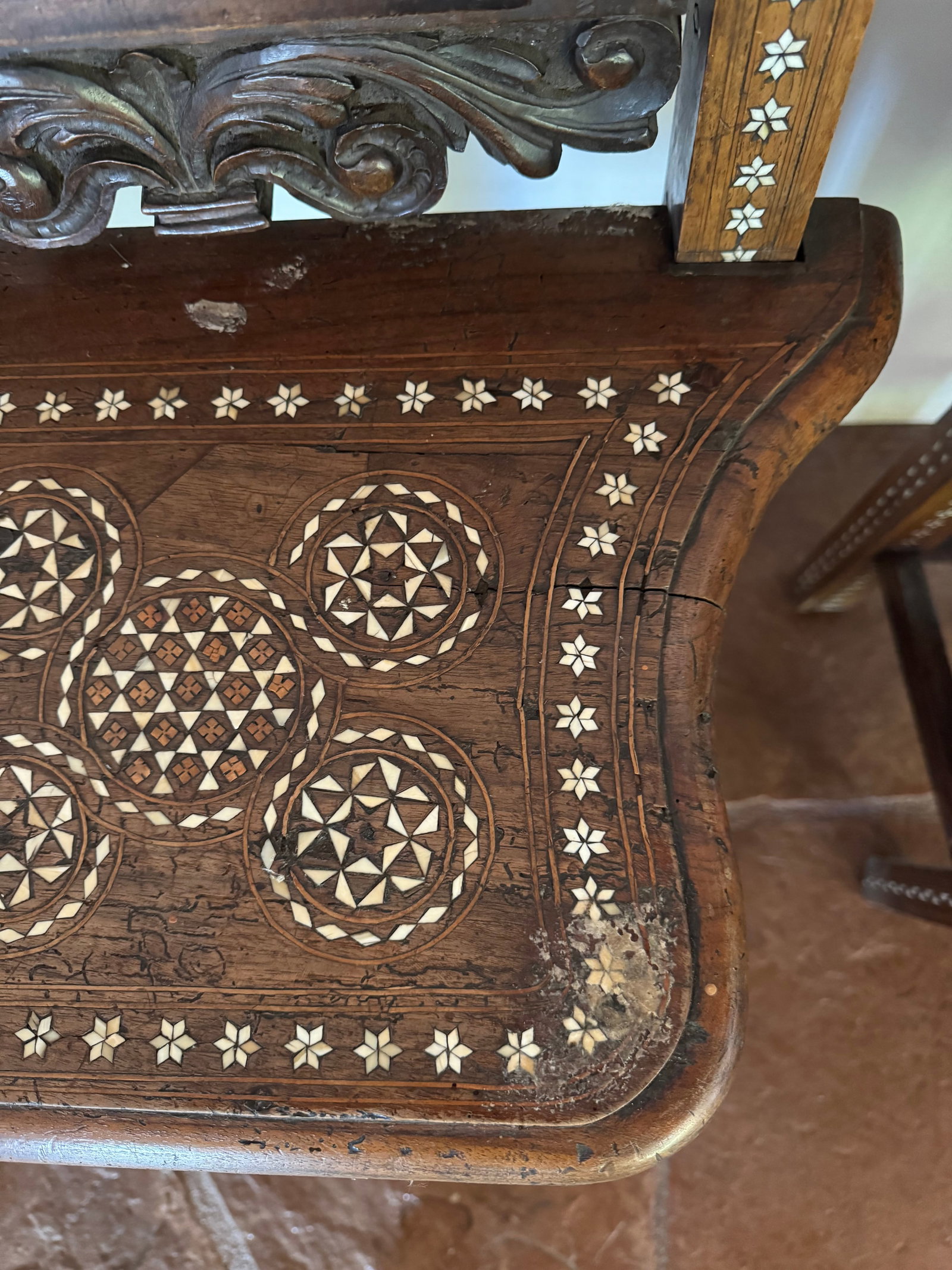 Pair of 19th Century Anglo-Indian Carved Hardwood and Bone Inlaid Chairs - 10