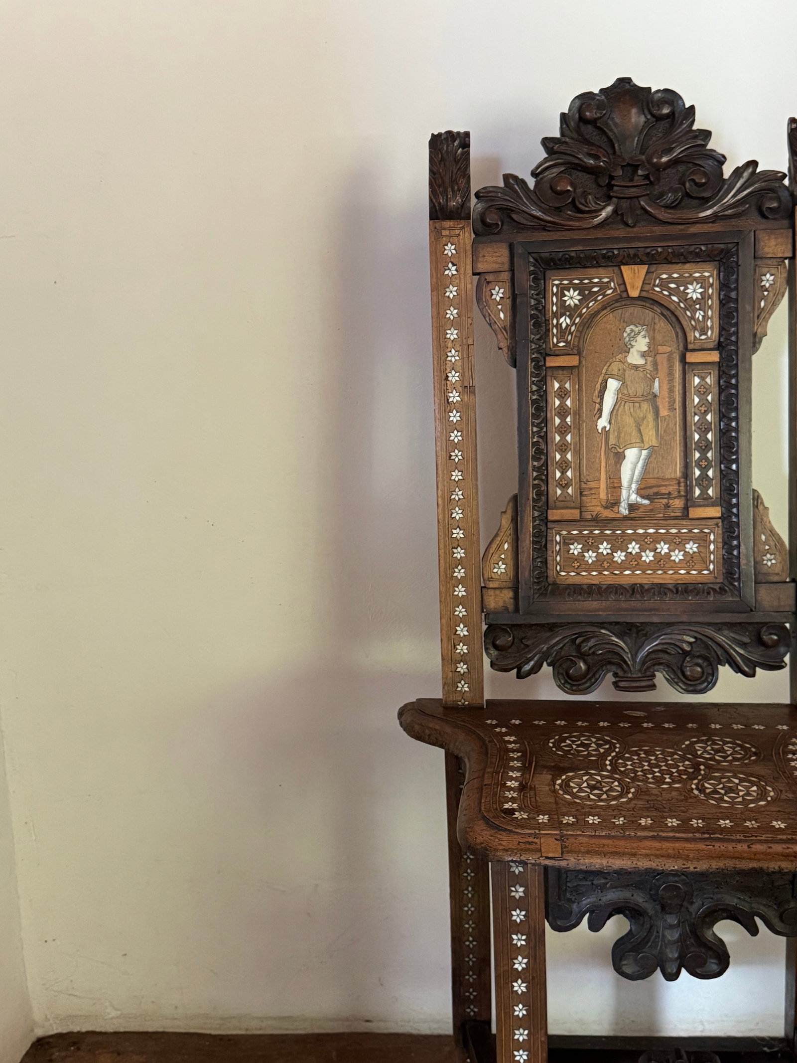 Pair of 19th Century Anglo-Indian Carved Hardwood and Bone Inlaid Chairs - 5