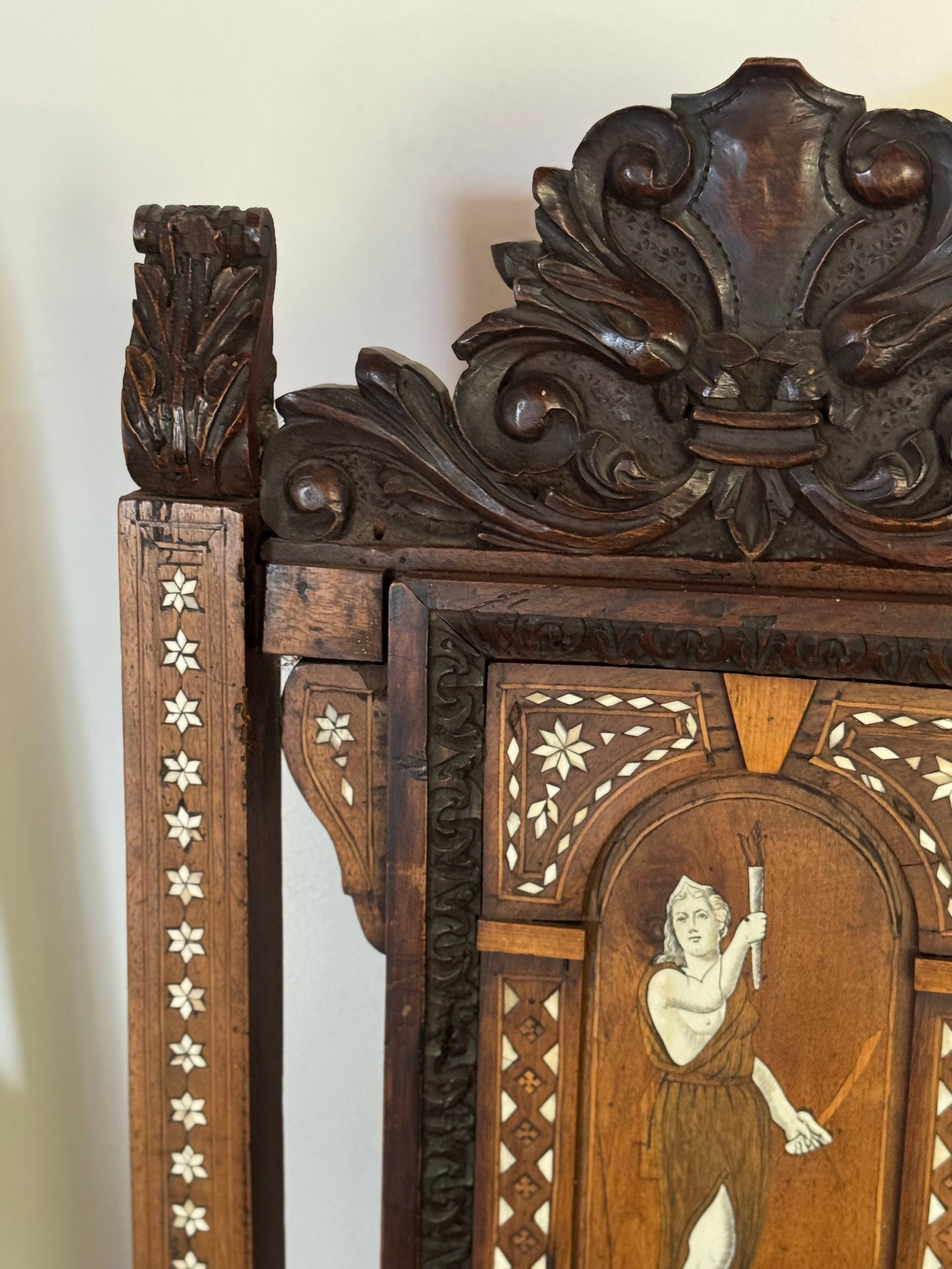 Pair of 19th Century Anglo-Indian Carved Hardwood and Bone Inlaid Chairs - 6