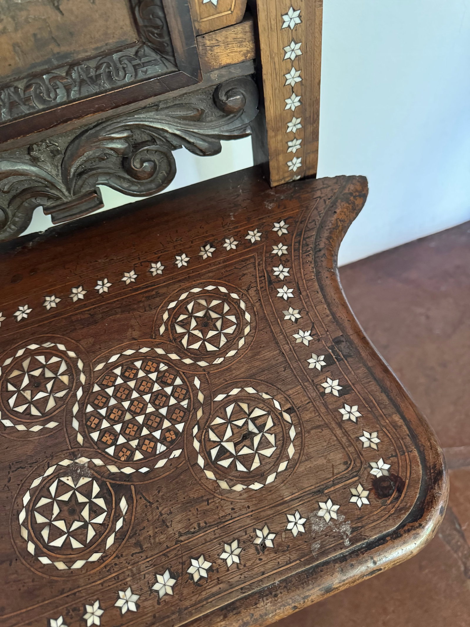 Pair of 19th Century Anglo-Indian Carved Hardwood and Bone Inlaid Chairs - 9