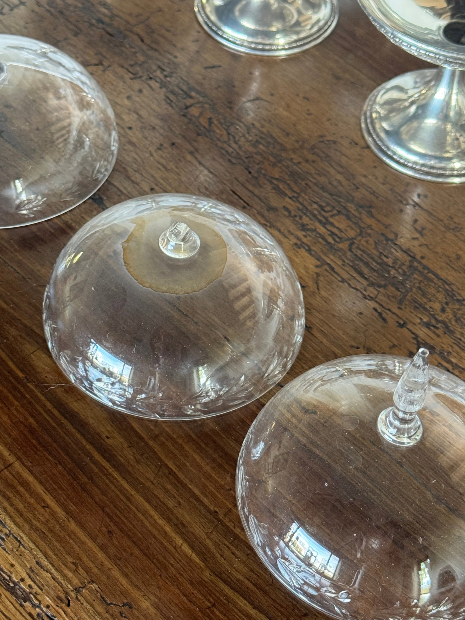 Set of Twelve Gorham Sterling Silver and Etched Glass Sherbet Cups - 5