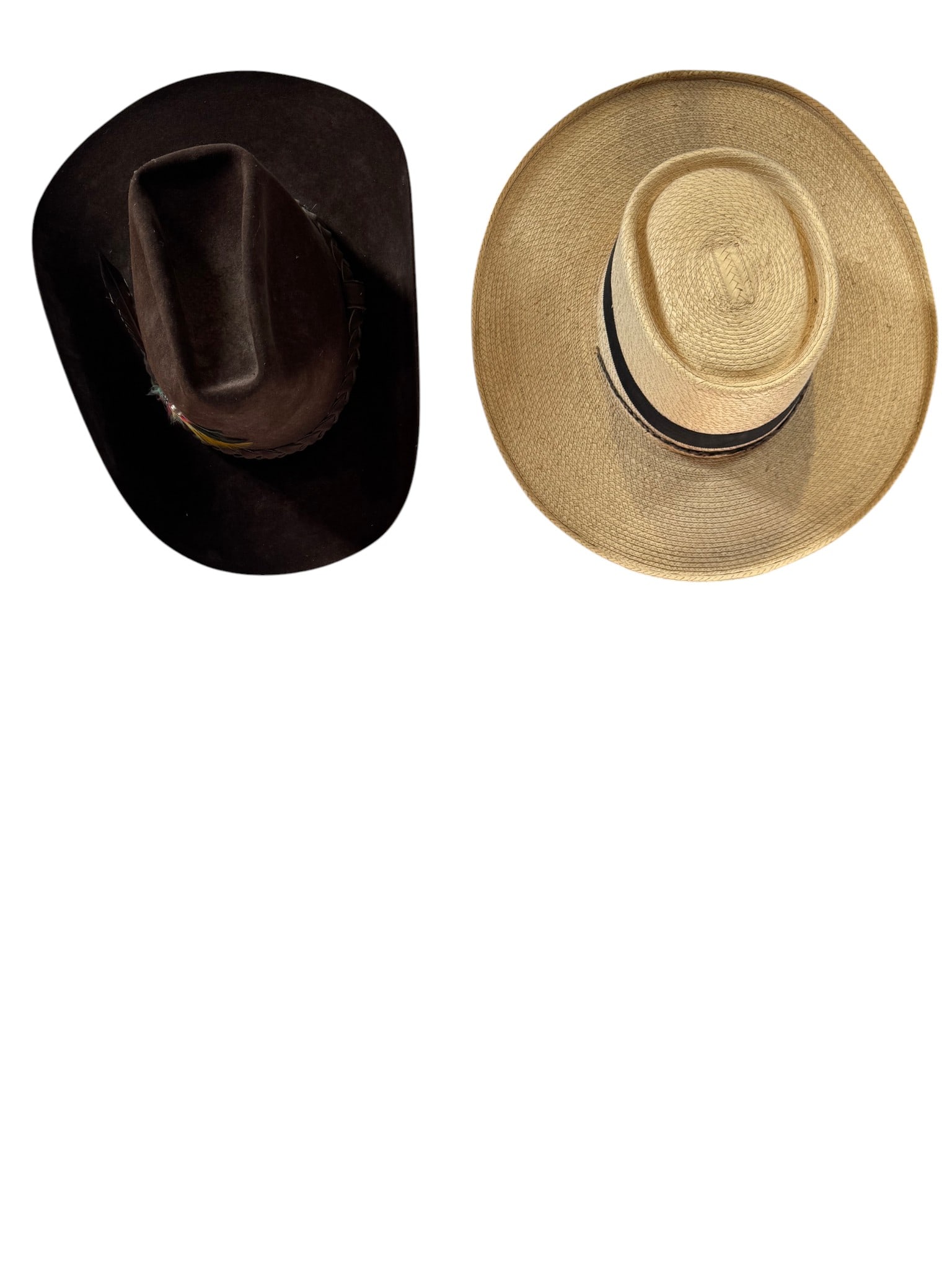 Pair of Vintage Western Hats: Stetson Felt and Straw Sombrero (1 of 4)