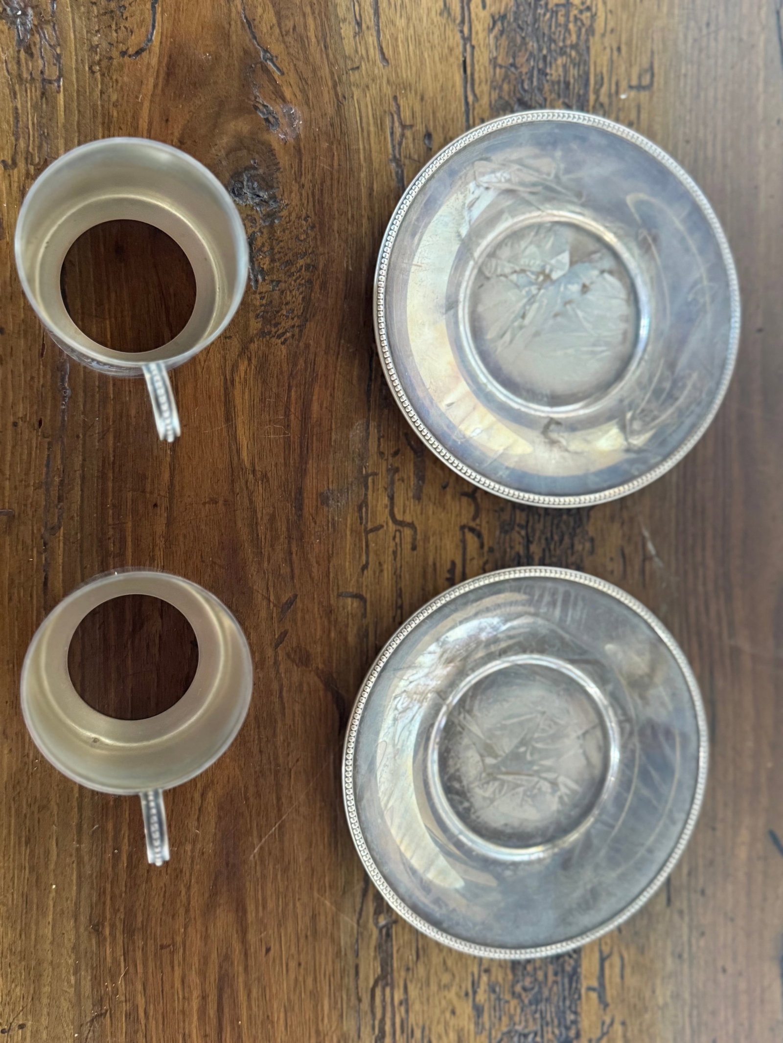 Pair of Tiffany & Co. Sterling Silver Demitasse Cup Holders with Spode Bone China Cups - 4