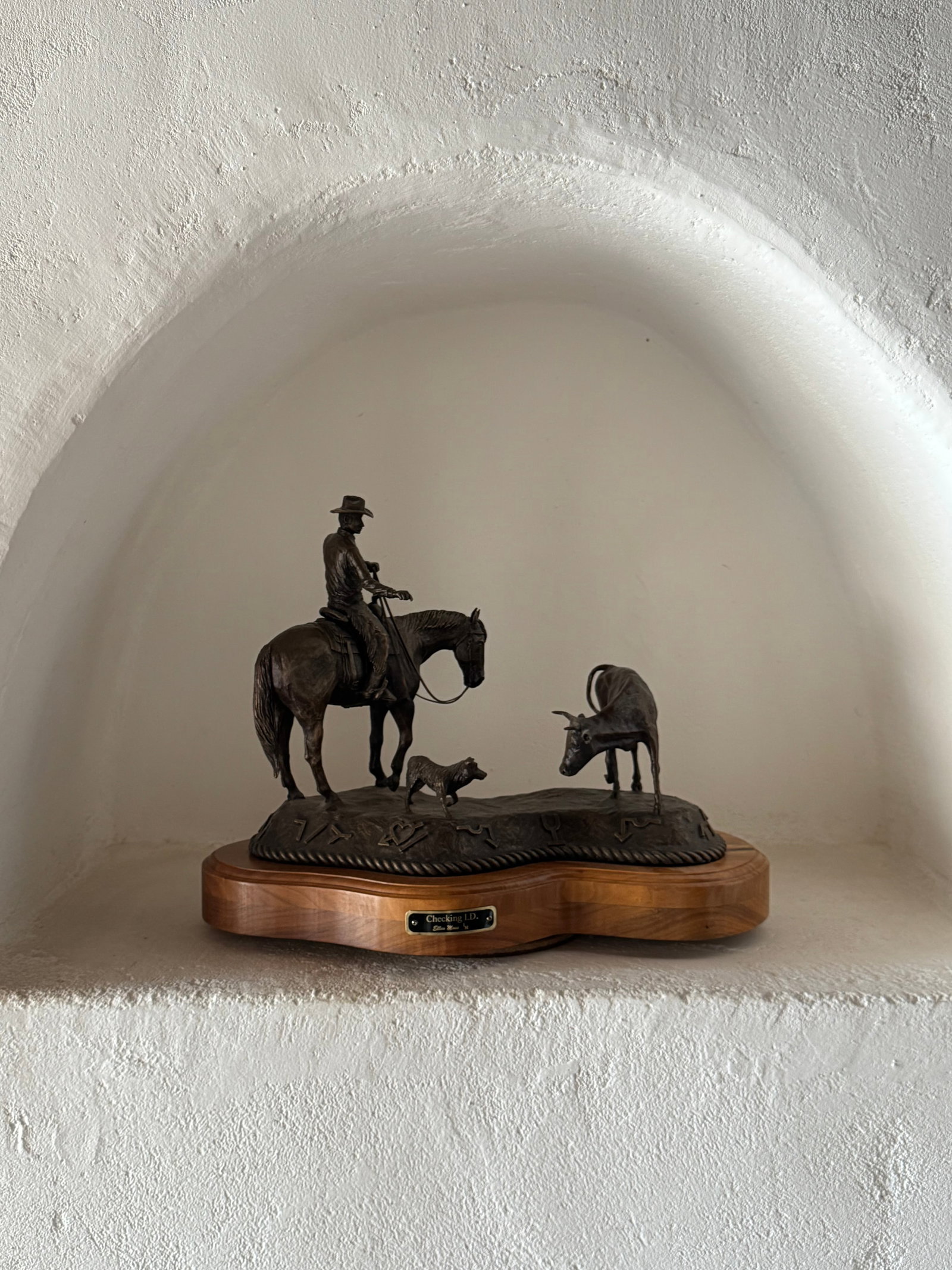 Ellen Moss, Bronze Sculpture, "Checking I.D." - 2
