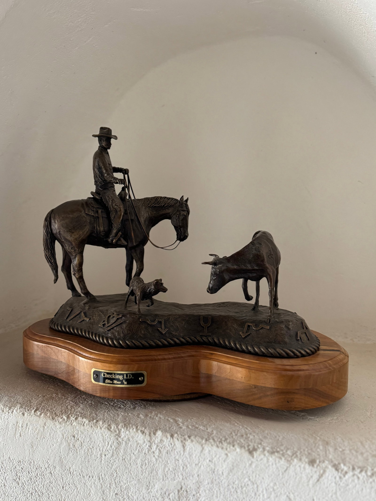 Ellen Moss, Bronze Sculpture, "Checking I.D." - 4