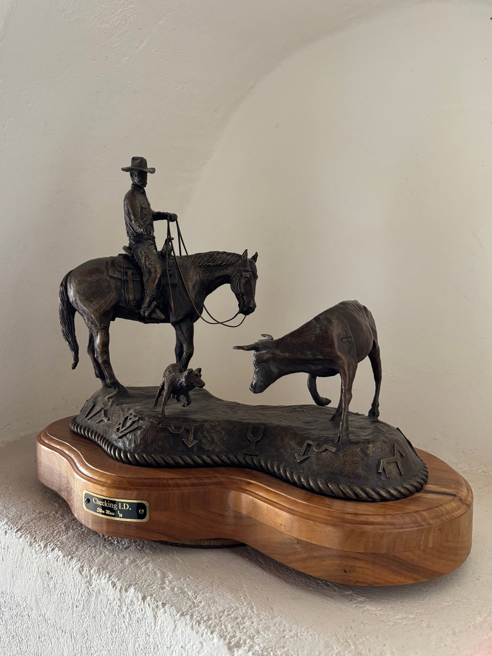 Ellen Moss, Bronze Sculpture, "Checking I.D." - 7