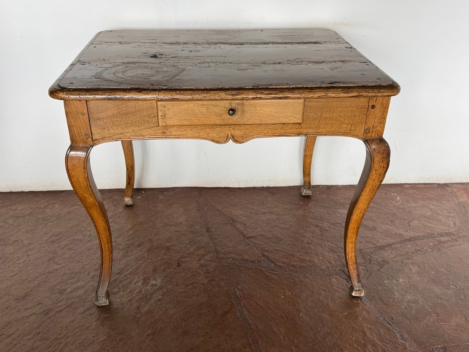 French Provincial Style Oak Side Table with Cabriole Legs - 2