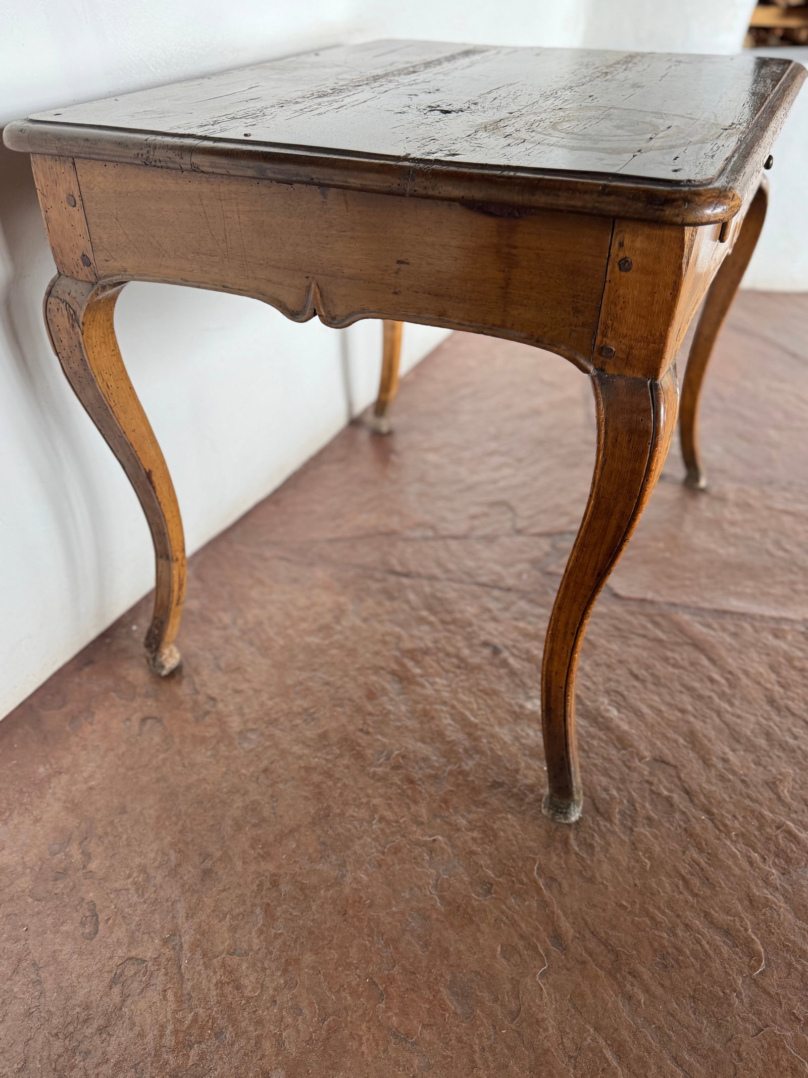 French Provincial Style Oak Side Table with Cabriole Legs - 6