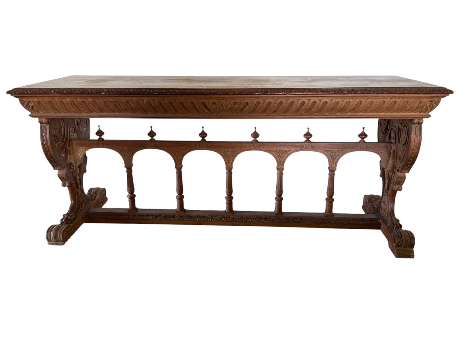 Italian Renaissance Revival Carved Walnut Console Table (1 of 8)