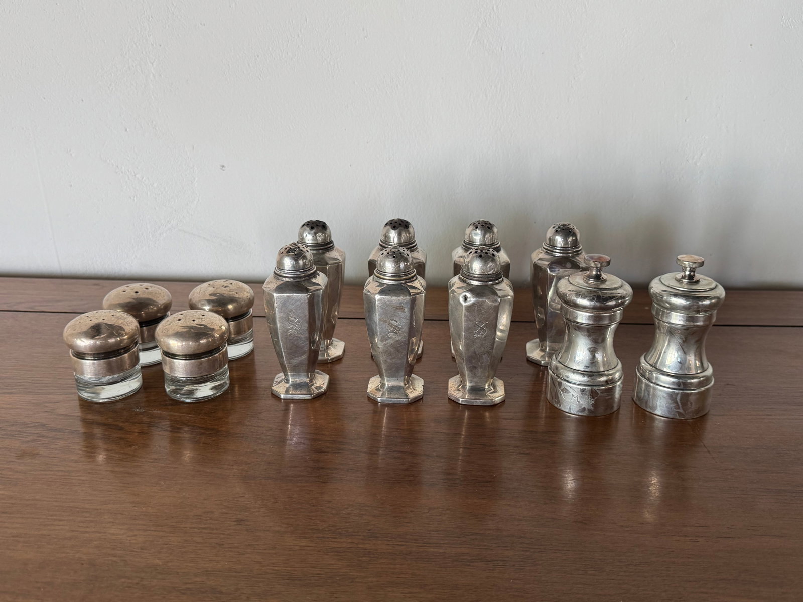 Collection of Sterling Silver and Glass Salt and Pepper Shakers - 2