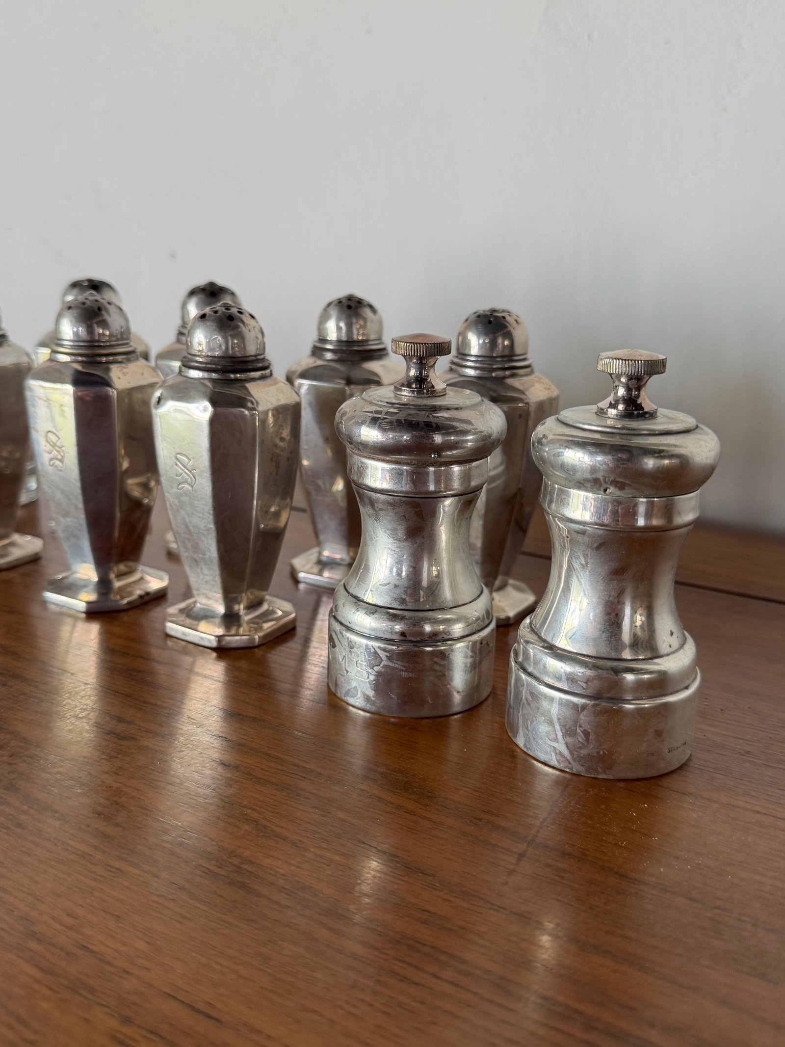 Collection of Sterling Silver and Glass Salt and Pepper Shakers - 3