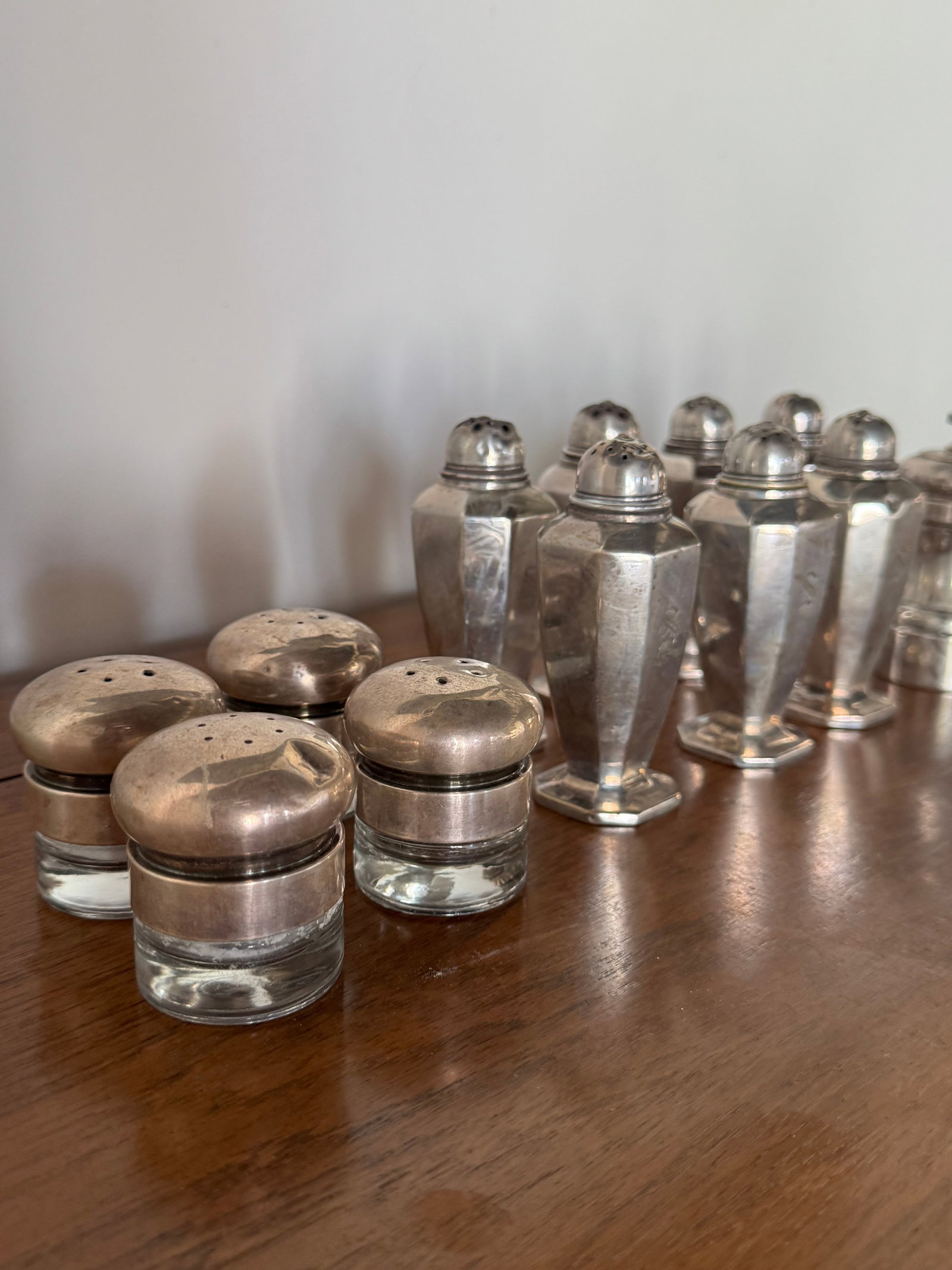 Collection of Sterling Silver and Glass Salt and Pepper Shakers - 4