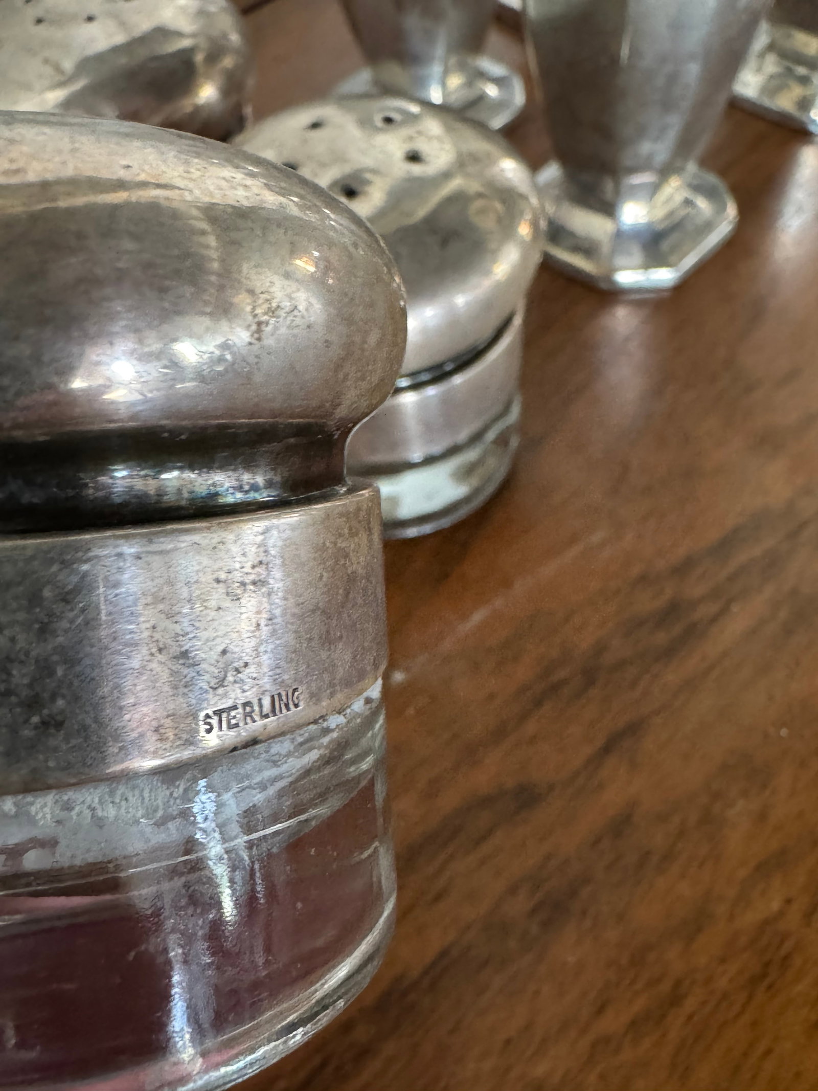 Collection of Sterling Silver and Glass Salt and Pepper Shakers - 5