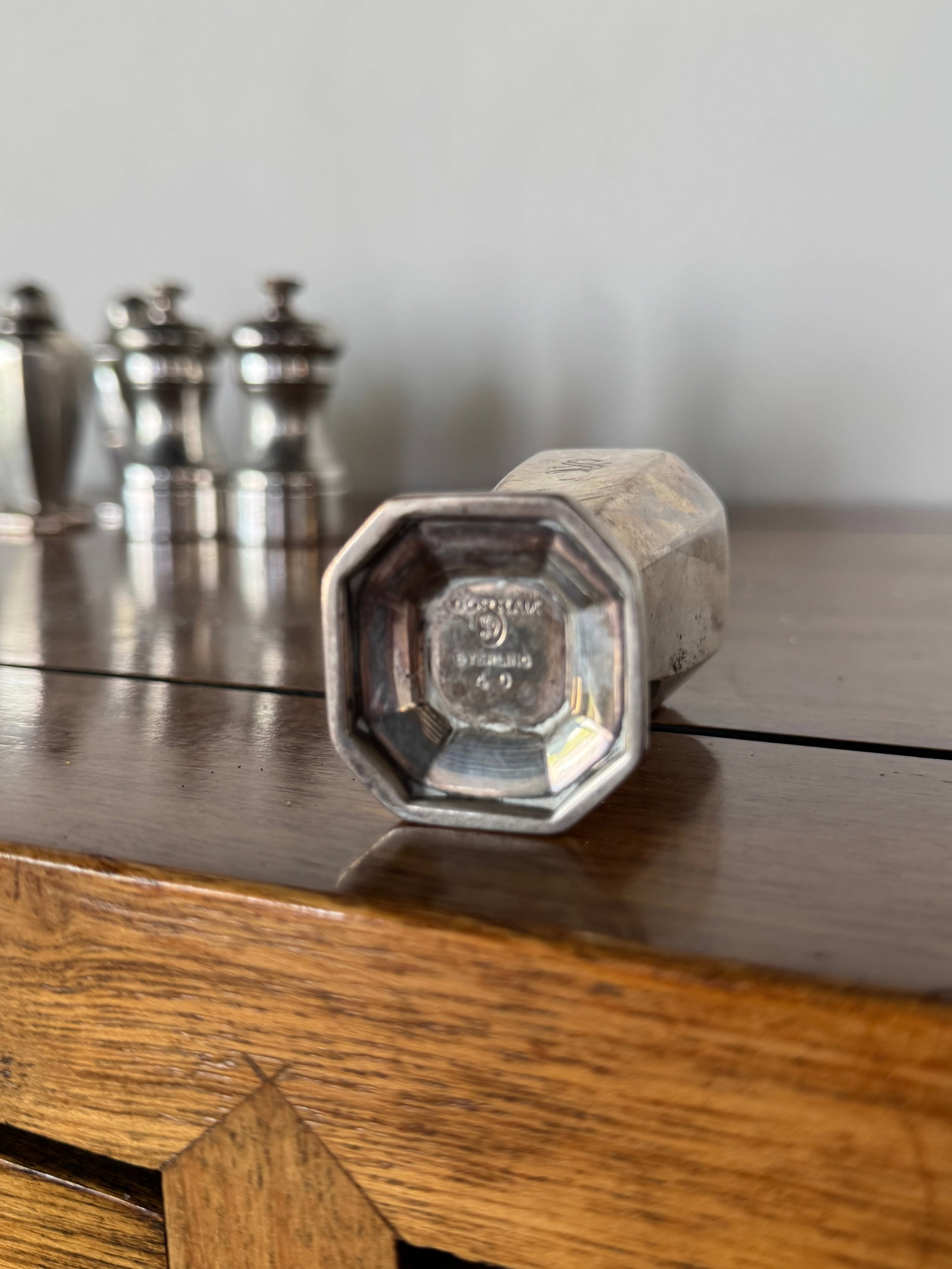 Collection of Sterling Silver and Glass Salt and Pepper Shakers - 8