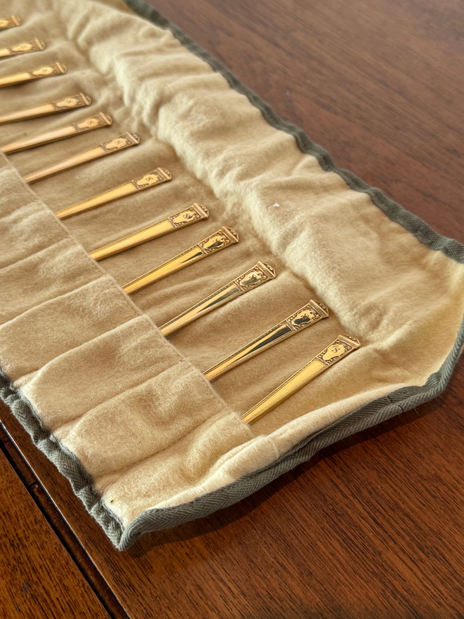 Set of Twelve Tiffany & Co. 14k Gold Demitasse Spoons in Original Roll - 10
