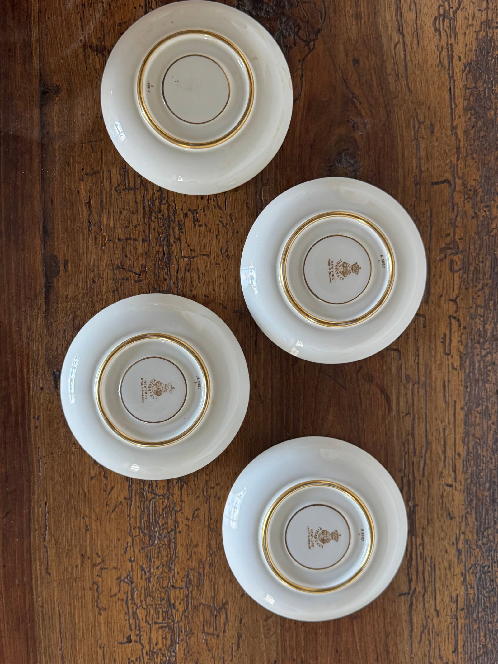 Set of Four Tiffany & Co. Gilt and Red Porcelain Demitasse Cups and Saucers by Aynsley - 6