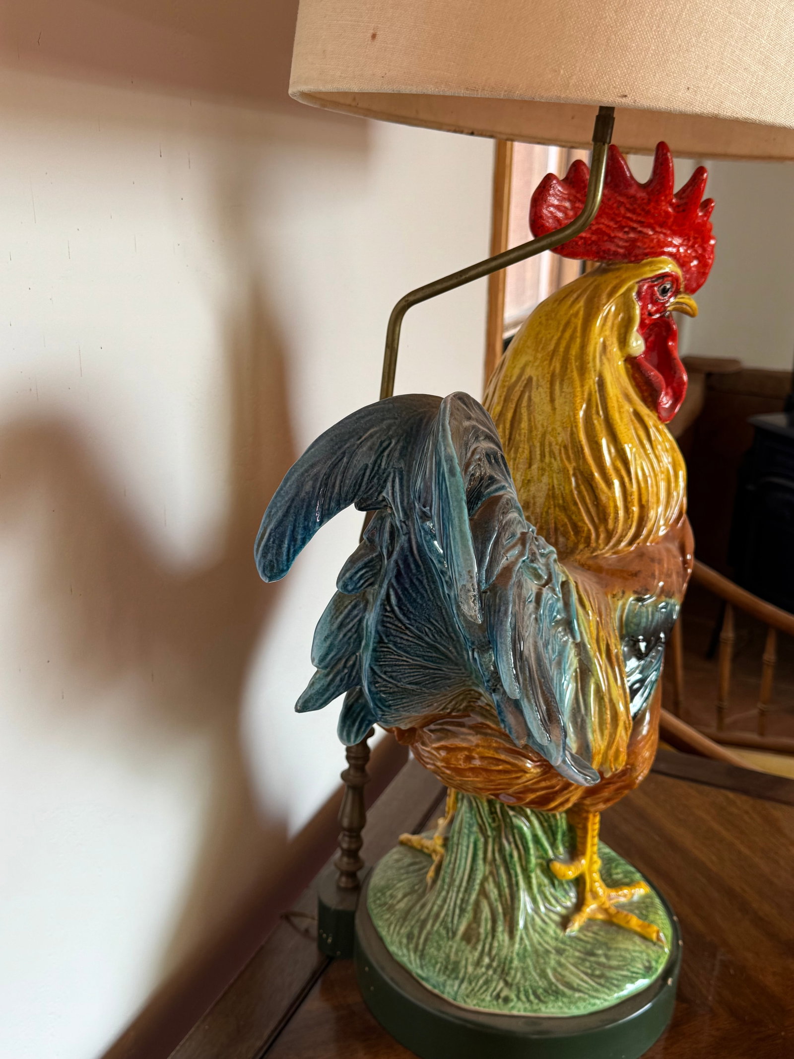 Vintage Ceramic Rooster Table Lamp - 3